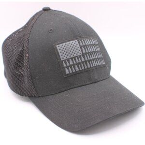 Columbia Black Mesh Back Trucker Hat Embroidered FlagTree Design Flexfit Outfoor